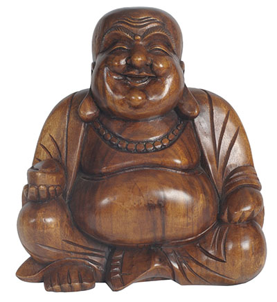 Wooden Happy Buddha 30cm - Click Image to Close